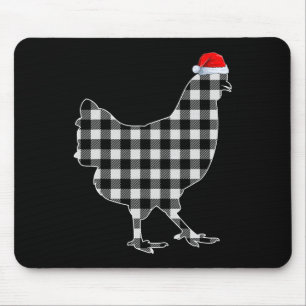 Tapis De Souris Chemise de Noël de poulet noir et blanc Buffalo Pl