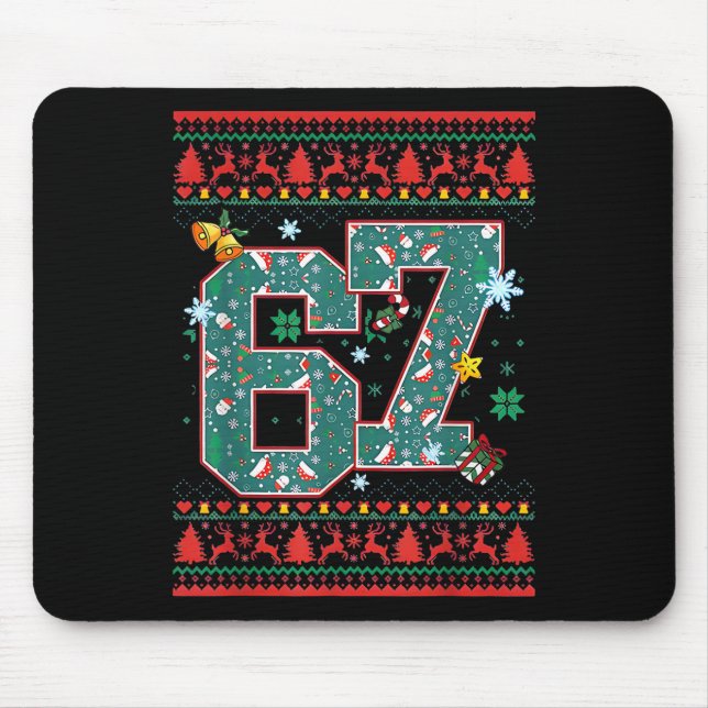 Tapis De Souris Chemise de Noël Rétro 67 Six Seven Mème  (Devant)