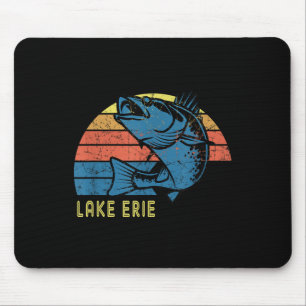 Tapis De Souris Chemise de pêche au doré du lac Érié rétro Lac Éri