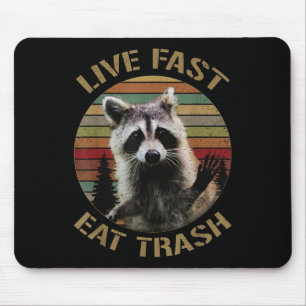 Tapis De Souris Chemise de Raton Laveur Vintage Retro Vivre Vite M