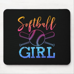 Tapis De Souris Chemise de softball Fille joueuse de softball Fill