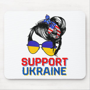 Tapis De Souris Chemise de soutien à l'Ukraine Femme Drapeau Améri