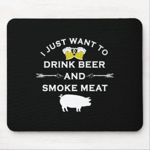 Tapis De Souris Chemise drôle BBQ Boire de la bière Fumer de la vi