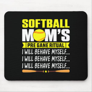 Tapis De Souris Chemise drôle de maman de softball Rituel pré-matc