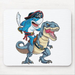 Tapis De Souris Chemise pirate Dinosaur équitation de requins pour