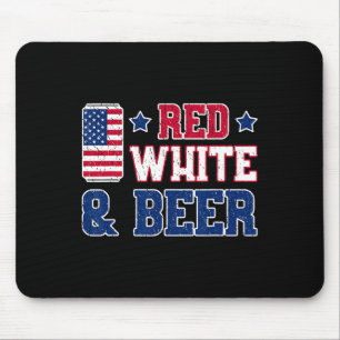 Tapis De Souris Chemise Rouge Blanc Et Bière - Usa 4 juillet Boiss