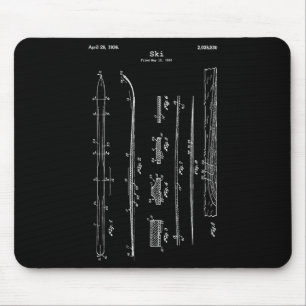 Tapis De Souris Chemise vintage Ski Blueprint - Ski d'eau de neige
