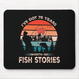 Tapis De Souris Chemises de pêche pour hommes 75 ans 75e anniversa