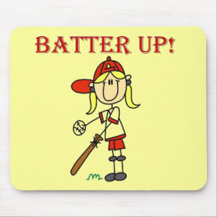 Tapis De Souris Chemises de softball pour filles Batter Up avec te