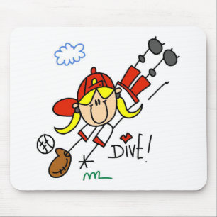 Tapis De Souris Chemises et Cadeaux de Baseball Féminin Plongeant