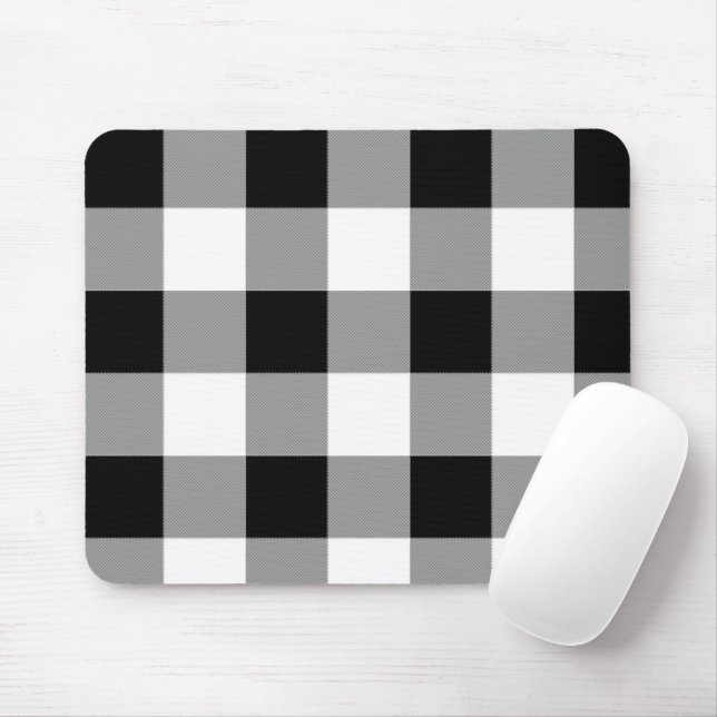 Tapis De Souris Chèque de bison noir et blanc (Avec souris)