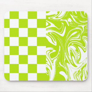 Tapis De Souris Chèques et permules en vert et blanc de chaux