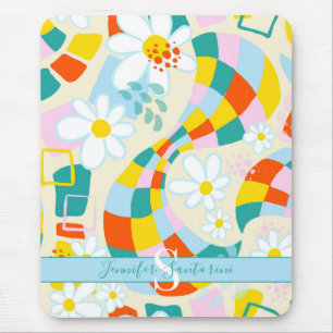 Tapis De Souris Chèques joyeux Abstrait Monogrammed Mousepad