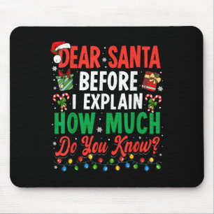 Tapis De Souris Cher Père Noël avant d'expliquer Noël Hommes Femme