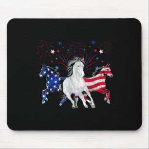 Tapis De Souris Cheval 4 juillet Drapeau américain patriotique