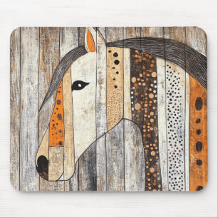 Tapis De Souris Cheval à grain de bois géométrique bohème rustique