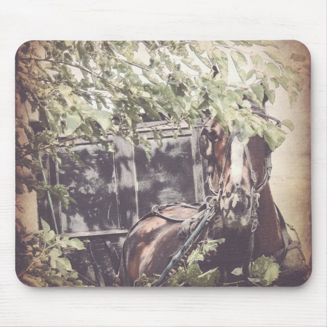 Tapis De Souris Cheval Amish et Buggy à l'ombre (Devant)