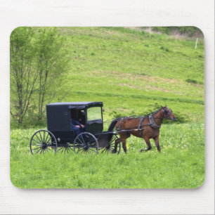 Tapis De Souris Cheval Amish et buggy près de Berlin, Ohio.