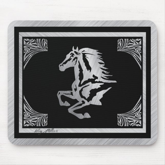 Tapis De Souris Cheval argenté classique (Devant)