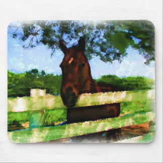 Tapis De Souris Cheval au-dessus de la peinture de barrière