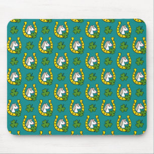 Tapis De Souris Cheval blanc avec Chaussure de Cheval d'or, Motif 