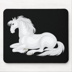 Tapis De Souris Cheval Blanc Mignon Amour Équitation Poney Amour N