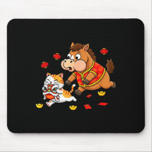 Tapis De Souris Cheval Chinois Chat Drôle Enfants Hommes Femmes Bo