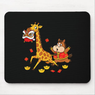 Tapis De Souris Cheval Chinois Girafe Drôle Enfants Hommes Femmes