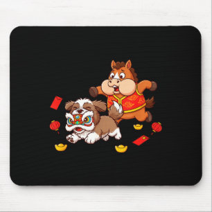 Tapis De Souris Cheval Chinois Shih Tzu Drôle Enfants Hommes Femme