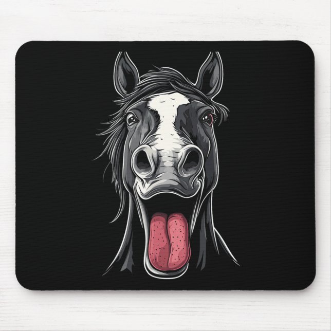 Tapis De Souris Cheval cool Montrant Langue Chevaux Équitation À C (Devant)