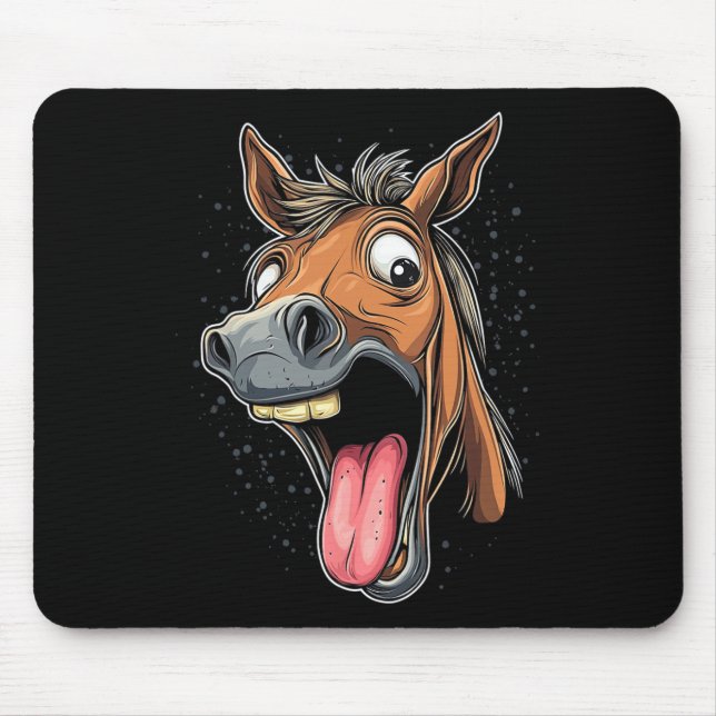 Tapis De Souris Cheval cool Montrant Langue Chevaux Équitation À C (Devant)