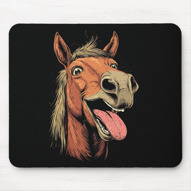 Tapis De Souris Cheval cool Montrant Langue Chevaux Équitation À C (Devant)
