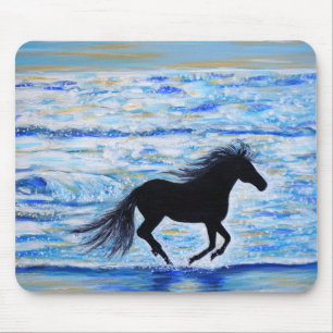 Tapis De Souris Cheval courir libre par la peinture de mer