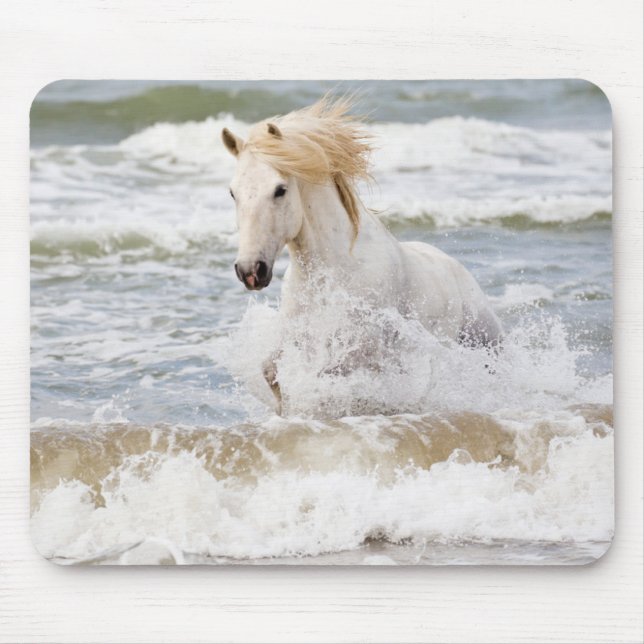 Tapis De Souris Cheval de Camargue dans le ressac (Devant)