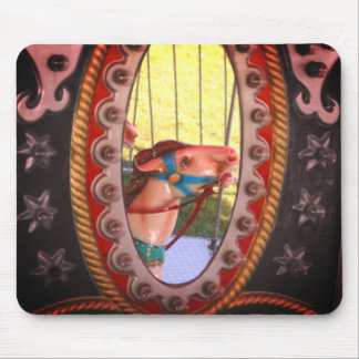 Tapis De Souris Cheval De Carrousel En Miroir Blanc Noir
