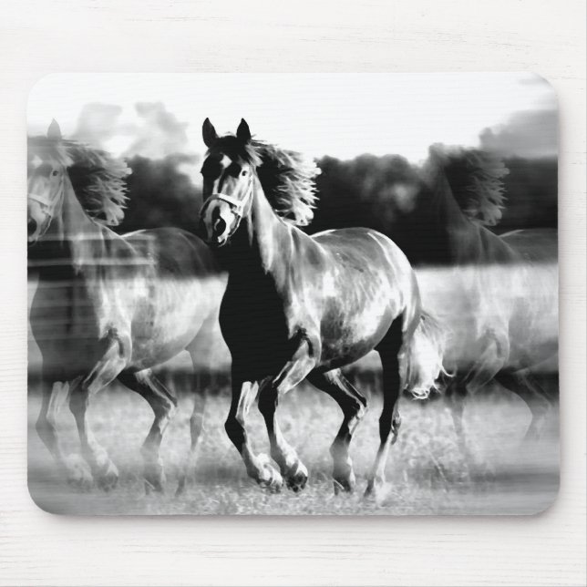 Tapis De Souris Cheval de course B&W (Devant)