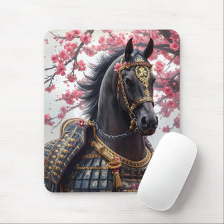 Tapis De Souris Cheval de guerre Samurai aux fleurs de cerisiers
