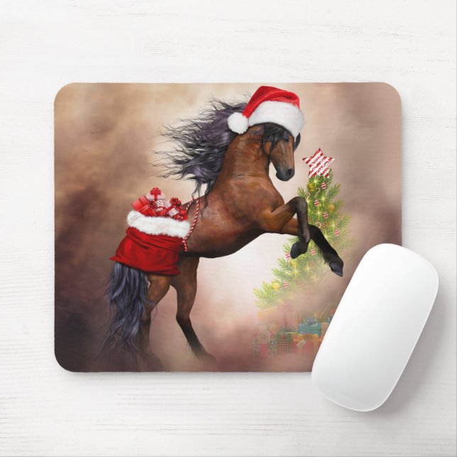 Tapis De Souris Cheval de Noël (Avec souris)