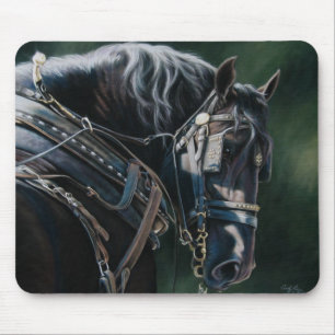 Tapis De Souris Cheval de percheron noir prêt et prêt
