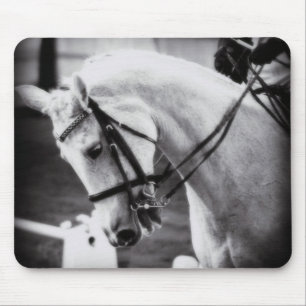 Tapis De Souris Cheval Dressage noir et blanc