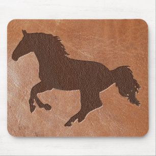 Tapis De Souris Cheval en cuir embarqué