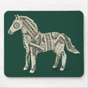 Tapis De Souris Cheval en origami d'argent