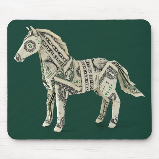 Tapis De Souris Cheval en origami d'argent (Devant)