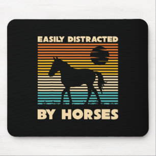 Tapis De Souris Cheval Équestre Rétro Facilement Distrait Par