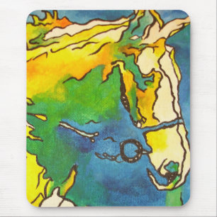 Tapis De Souris "Cheval et Bridle Colorée Black Outline Art" #ho