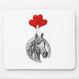 Tapis De Souris Cheval et Coeurs