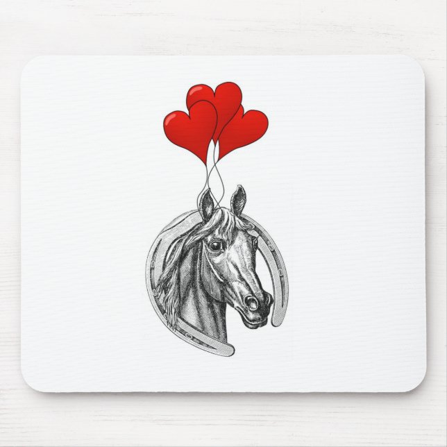 Tapis De Souris Cheval et Cœurs (Devant)