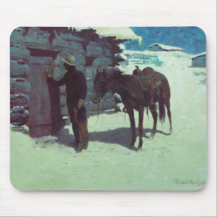 Tapis De Souris Cheval et Cowboy neige hivernale