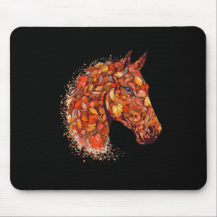Tapis De Souris Cheval Face Automne Feuilles Thanksgiving Day Hors