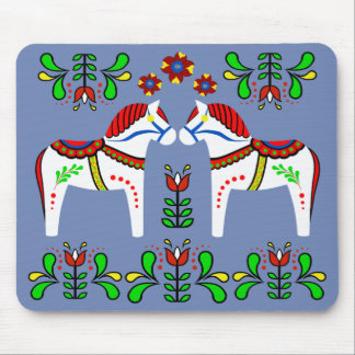 Tapis De Souris Cheval folklorique noir/coloré de Dala/Andalou